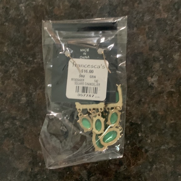 Green Square Chandelier Earrings Francesca’s Collections - Picture 3 of 3